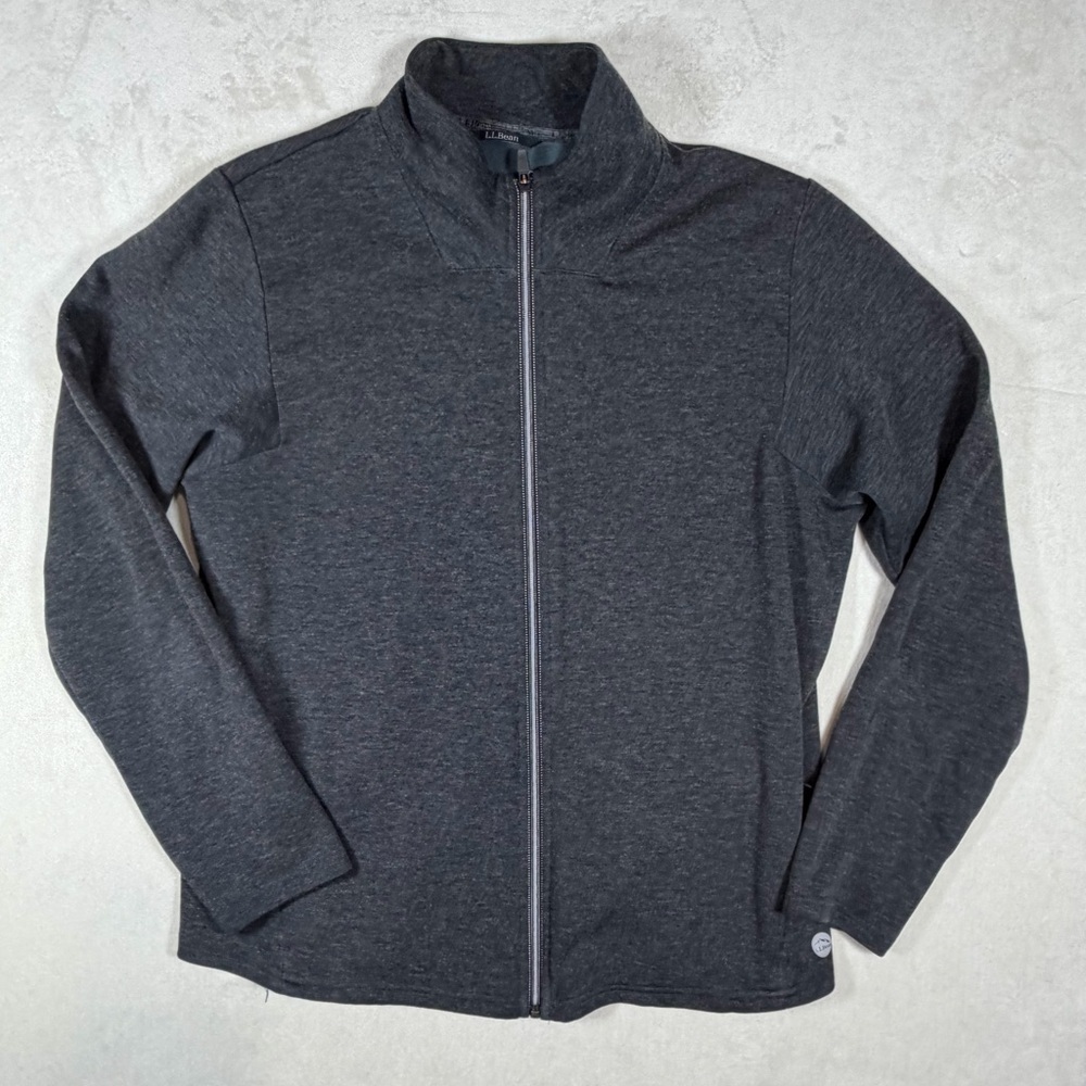 L.L. Bean Size Large Slightly Fitted Dark Gray Zip-Up Performance Sweater Jacket